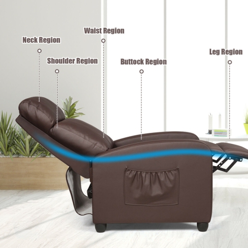 Gymax Massage Recliner Chair Single Sofa PU Leather Padded Seat w/ Footrest