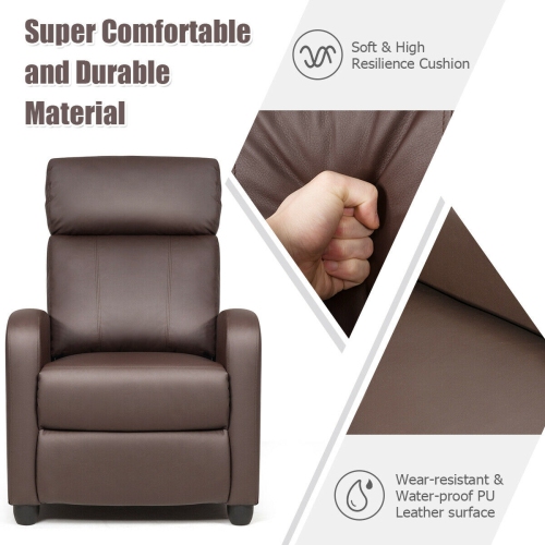 Gymax Massage Recliner Chair Single Sofa PU Leather Padded Seat w/ Footrest
