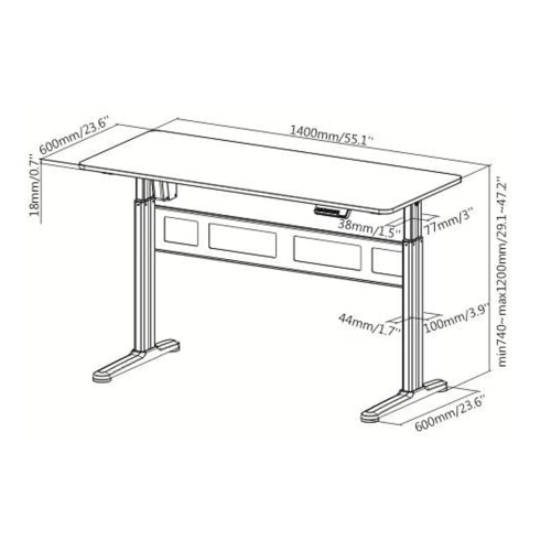 Boost Industries FS-OD55M Floor Standing Motorized Height Adjustable Office Desk