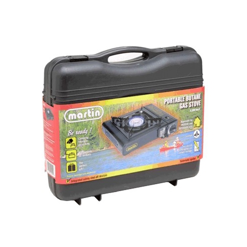 Réchaud portatif extérieur à un brûleur au butane, noir