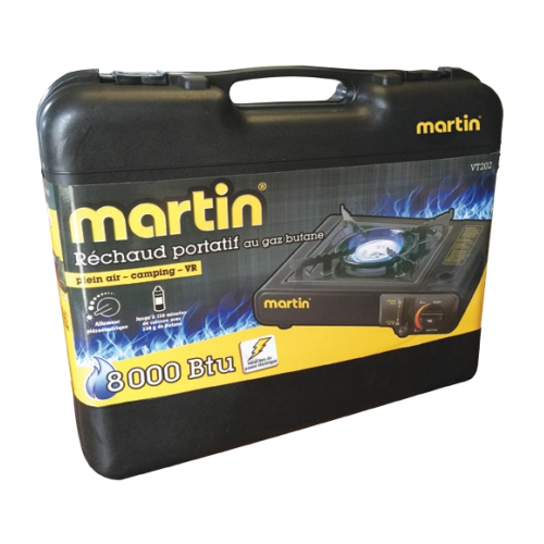 Réchaud portatif extérieur à un brûleur au butane, noir