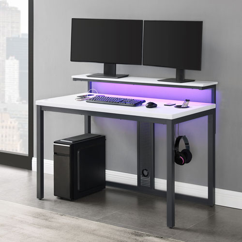 Omega Hybrid 48"W Ergonomic Gaming Desk - White