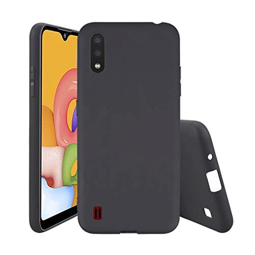 Back Matt, Glossy Bumper Soft TPU Case For Samsung A01, Black