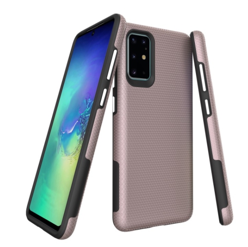 TopSave Triangle Design Dual Layer Hybrid Case For Samsung A51, Rose Gold