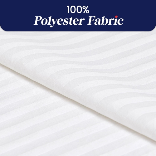 Canadian Linen Shower Curtains with Hooks 72"x72", Mildew Water Resistant Polyester Bathtub C-Clip Magnet Bottom Bath Shower Curtains, White Stripes