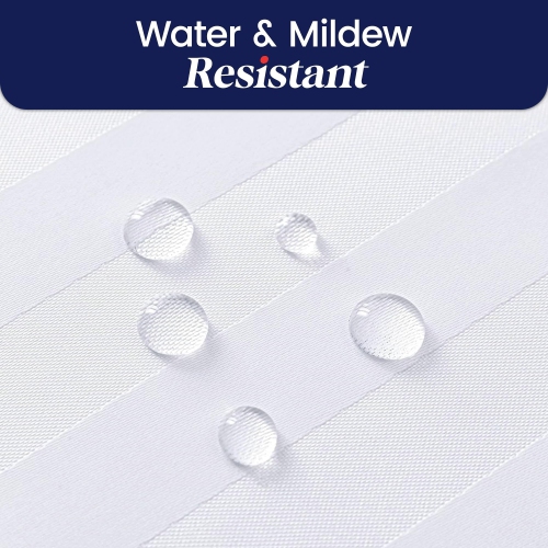 Canadian Linen Shower Curtains with Hooks 72"x72", Mildew Water Resistant Polyester Bathtub C-Clip Magnet Bottom Bath Shower Curtains, White Stripes