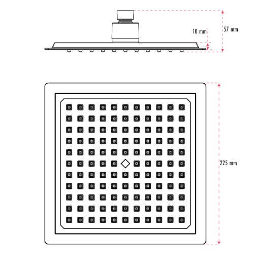 Akuaplus® Square Shower Head - 9-in - Chrome