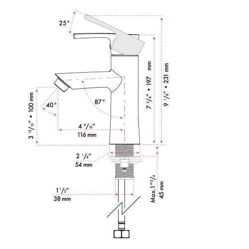 Akuaplus® TALA Lavatory Faucet - Single Round Handle - Chrome