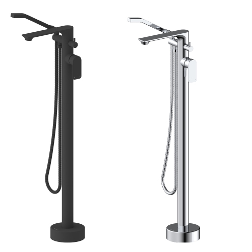 Akuaplus® ELENA Freestanding faucet with diverter and hand shower - matte black
