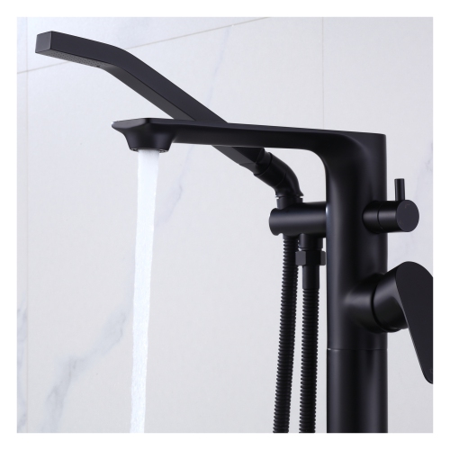 Akuaplus® ELENA Freestanding faucet with diverter and hand shower - matte black