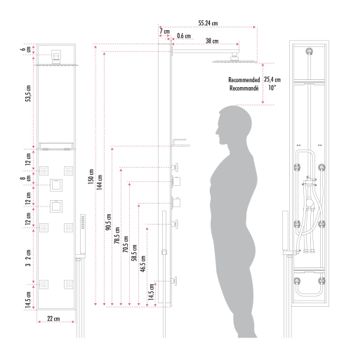 Akuaplus® Zara Shower Panel - Matte Black