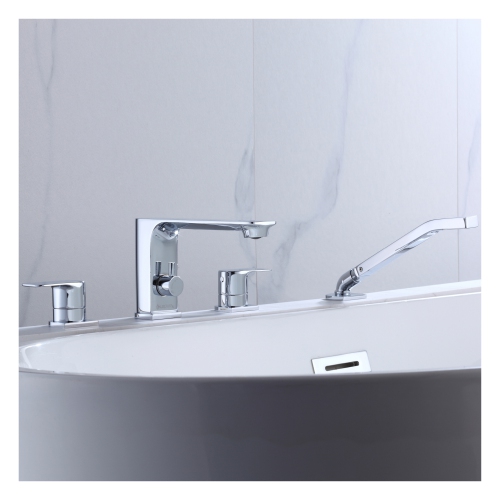 Akuaplus® ELENA Double handle desk mounted roman tub faucet with diverter and hand shower - chrome