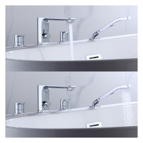 Akuaplus® ELENA Double handle desk mounted roman tub faucet with diverter and hand shower - chrome