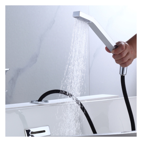 Akuaplus® ELENA Double handle desk mounted roman tub faucet with diverter and hand shower - chrome