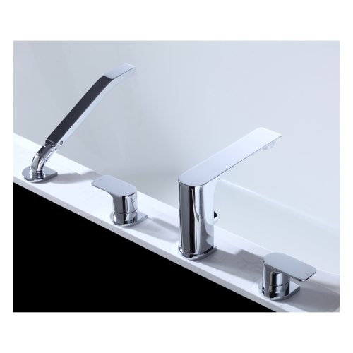 Akuaplus® ELENA Double handle desk mounted roman tub faucet with diverter and hand shower - chrome