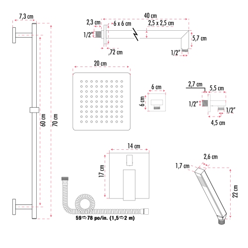 Akuaplus® Irene Shower Faucet with Sliding Rail - Chrome