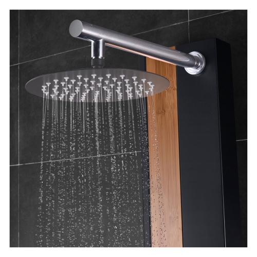 Akuaplus® Nadia Shower Panel - Black Matte and Real Bamboo