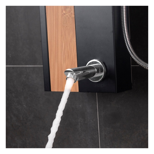 Akuaplus® Nadia Shower Panel - Black Matte and Real Bamboo