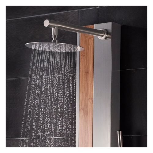 Akuaplus® Nadia Shower Panel - Brushed Nickel and Bamboo