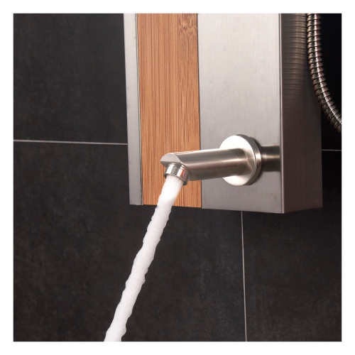 Akuaplus® Nadia Shower Panel - Brushed Nickel and Bamboo