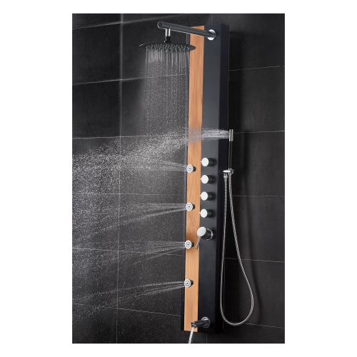 Akuaplus® Nadia Shower Panel - Brushed Nickel and Bamboo