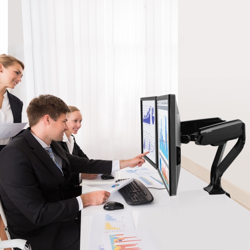LOCTEK Heavy Duty Gas Spring Dual Arm Desk Mounts Fits 10-27 Inches Monitor