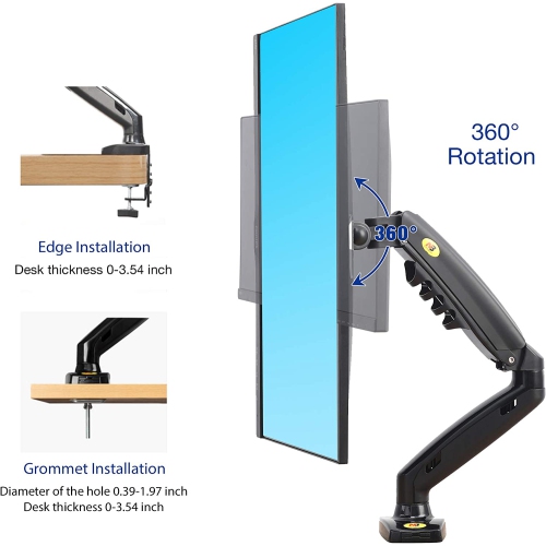 NB Monitor Desk Mount Full Motion Swivel Stand Monitor Arm for 17''-27'' Monitor with Load up to 19.8 lbs