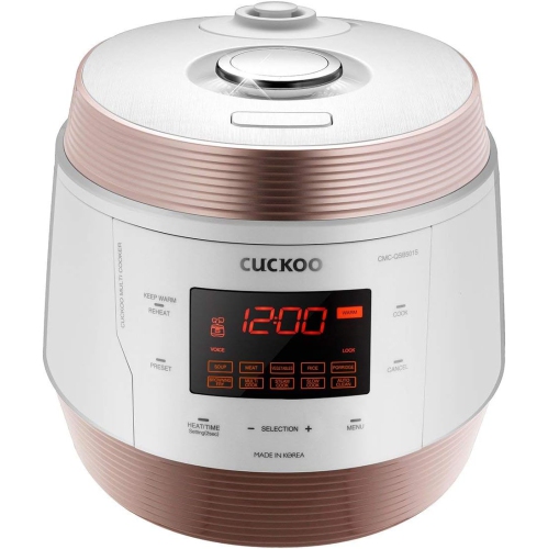 Cuckoo CMC-QSB501S, Q5 Premium 8-en-1 Multi acier inoxydable, Mad, revêtement antiadhésif Q50, DORÉ/BLANC