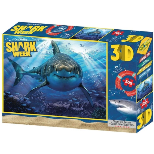 Jigsaw 3D Puzzle Discovery Shark Week 24 Inch by 18 Inch Puzzle 500 Piece - Facing You Shark