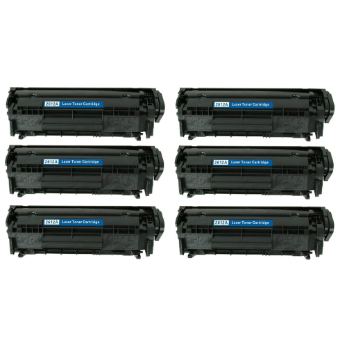 A Plus Premium Compatible 6 Pack HP 12A Black Toner for LaserJet 1010/1012/1020/3015/3020/3050/3055,M1319/1005