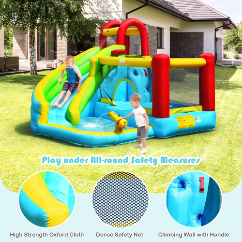 Gymax Inflatable Kids Water Slide Jumper Bounce House Splash Water Pool Without Blower