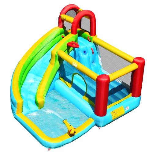 Gymax Inflatable Kids Water Slide Jumper Bounce House Splash Water Pool W/ 735W Blower