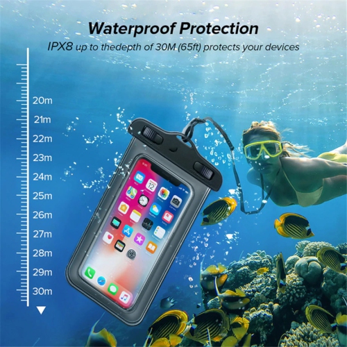 CAROLINE Universal Waterproof Mobile Phone Case Water Proof Swim Pouch for iPhone - Black