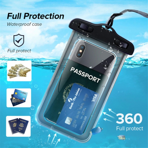 CAROLINE Universal Waterproof Mobile Phone Case Water Proof Swim Pouch for iPhone - Black
