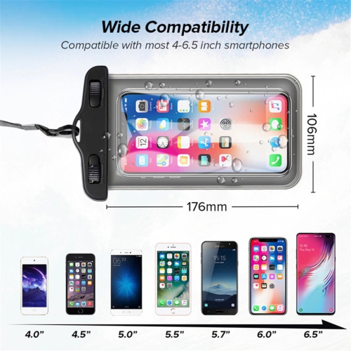 CAROLINE Universal Waterproof Mobile Phone Case Water Proof Swim Pouch for iPhone - Black