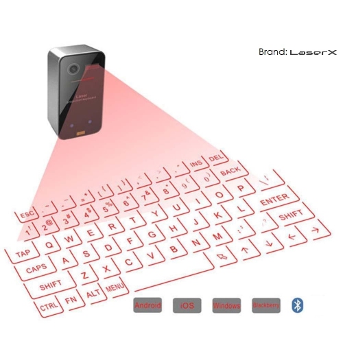 (LaserX) Wireless Laser Projection Bluetooth Virtual Keyboard for Iphone, Ipad, Smartphone and Tablets