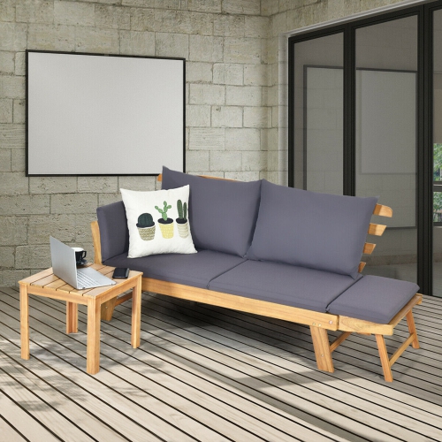 Gymax Adjustable Patio Sofa Daybed, Acacia Wood Dresser Canada