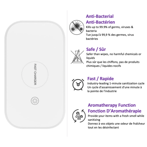 Stimula Lifestyle Disinfector 99.9% UV Sanitizer Wireless Charger Aromatherapy, Watch Corona AirPods 2,3,4 AirPods Pro 1 2 3 iPhone 12, 13, 14, 15,