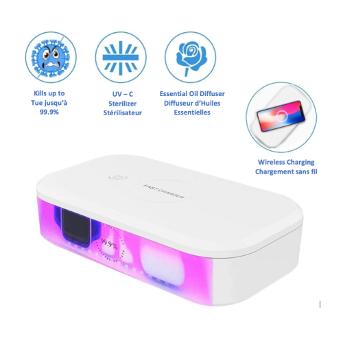 Stimula Lifestyle Disinfector 99.9% UV Sanitizer Wireless Charger Aromatherapy, Watch Corona AirPods 2,3,4 AirPods Pro 1 2 3 iPhone 12, 13, 14, 15,