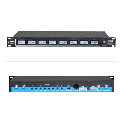 Pyle 8 Ch UHF Wireless Microphone System, Mountable Base, 4 handheld MICS, Headsets, Belt Packs, Lavelier MICS,(PDWM8350)