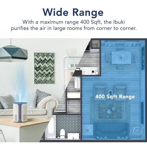 Purificateur d'air intelligent de Miko pour la maison, 400 pi2, filtre à air HEPA véritable H13 efficacité médicale, plusieurs vitesses, silencieux,