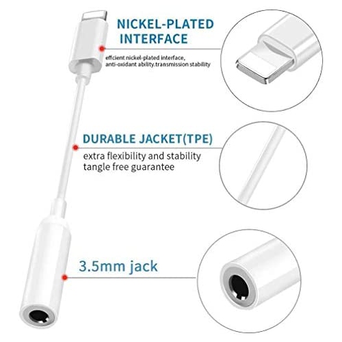 [Apple MFi Certified] iPhone Dongle Headphone Adapter, Lightning to 3.5mm Headphone Jack Adapter Audio AUX Connector