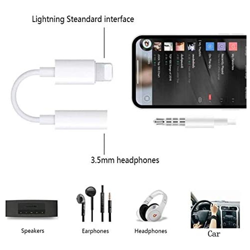 [Apple MFi Certified] iPhone Dongle Headphone Adapter, Lightning to 3.5mm Headphone Jack Adapter Audio AUX Connector