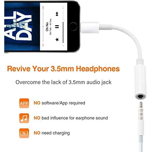 [Apple MFi Certified] iPhone Dongle Headphone Adapter, Lightning to 3.5mm Headphone Jack Adapter Audio AUX Connector
