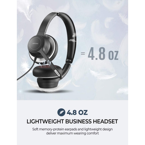 Mpow HC6 USB Headset with Microphone, Comfort-fit Office Computer Headphone, On-Ear 3.5mm Jack Call Center Headset