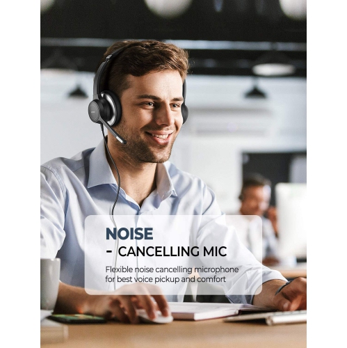 Mpow HC6 USB Headset with Microphone, Comfort-fit Office Computer Headphone, On-Ear 3.5mm Jack Call Center Headset