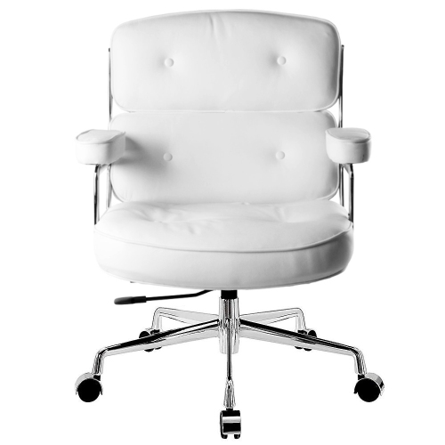 Nicer Furniture Alaia Executive Work Chair, Genuine Leather, White