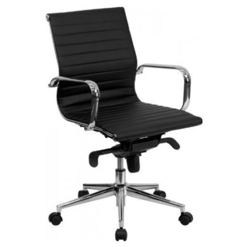 Eames Group Aluminium Chair #CF-035-Low Back Office Chair- Real leather Executive Chiar Conference Chair-Black