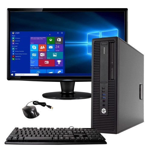 HP  Refurbished (Good) - 800 G2 Intel I5 4GB 1Tb HDD Windows 10 Home Wifi Desktop PC 24In Monitor