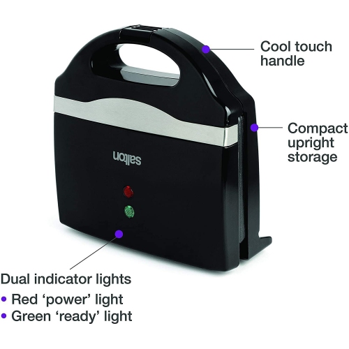 Salton WM1075BK - gaufrier belge 2 gaufres, plaques antiadhésives, noir